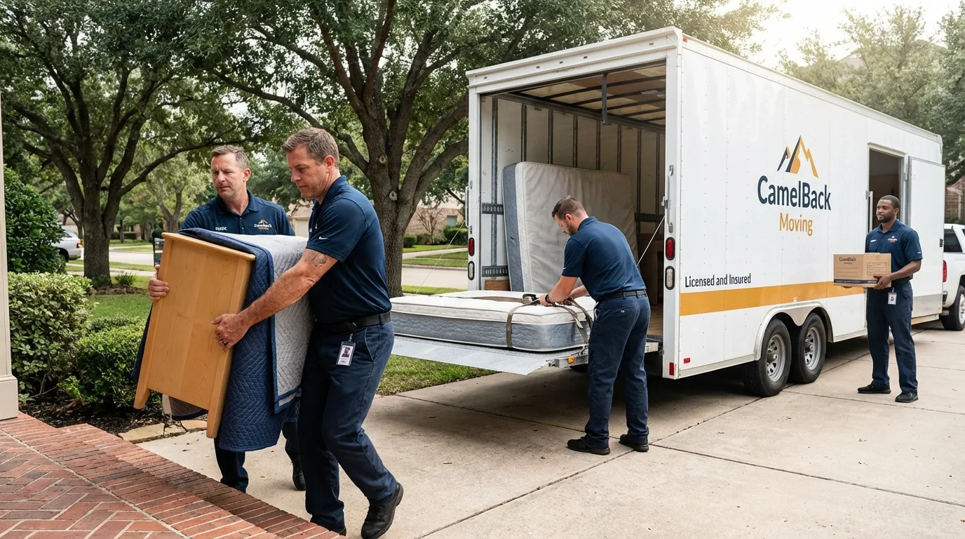 Crew loading residential truck for cross-state move from Montrose, CO