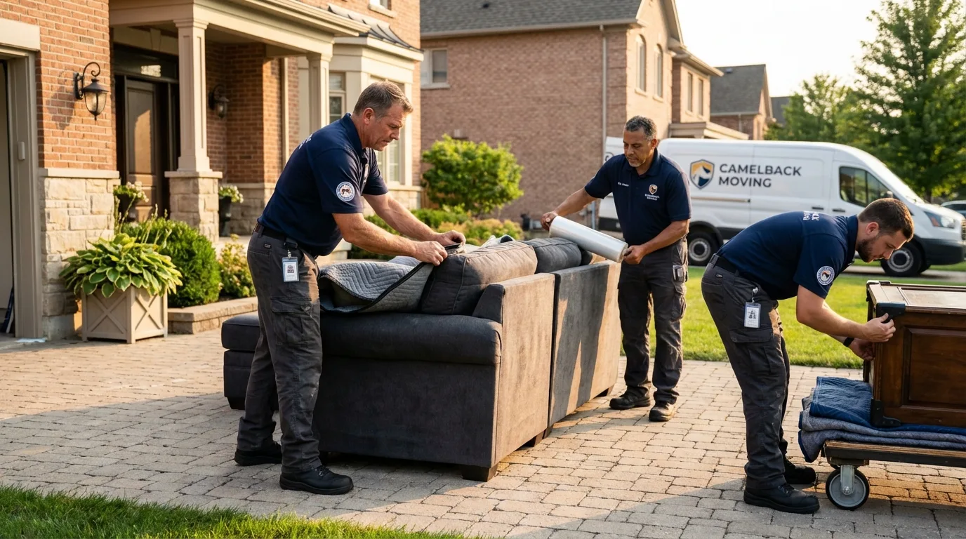 Large estate moving crew wrapping furniture in Montrose, CO
